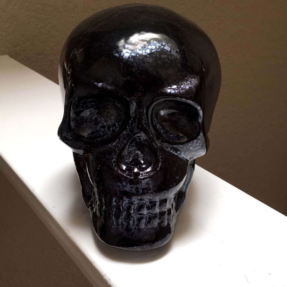 Mercury glass blue skull